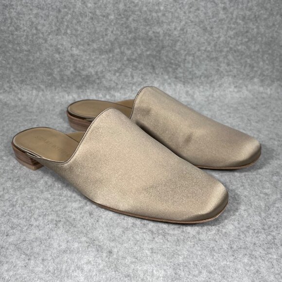 Stuart Weitzman Mulearky Adobe in Satin Slip-On‎ Mules Womens 10 M Taupe Flats - Picture 1 of 14